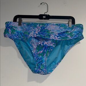 LILLY PULITZER Lagoon sarong hipster bikini bottom in Strong Current Sea